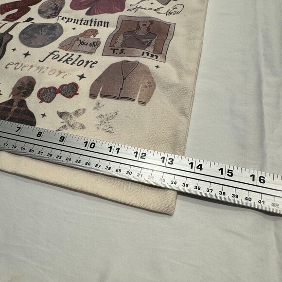 Taylor Swift Fearless Canvas Tote Bag Sz 13.5"x15.5" Beige Shoulder Bag Era Tour - Picture 5 of 7